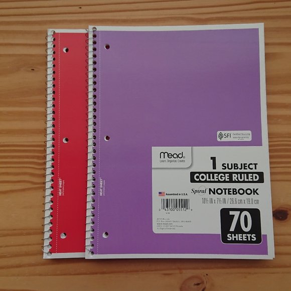 Two Spiral Notebooks, 70 College Ruled Sheets - Picture 2 of 12